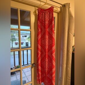 Eliza J reddish orange and white Sleeveless Maxi Dress size 2
